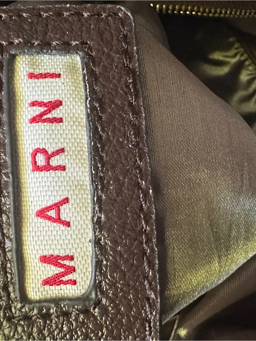 Marni Metallic and brown leather tote